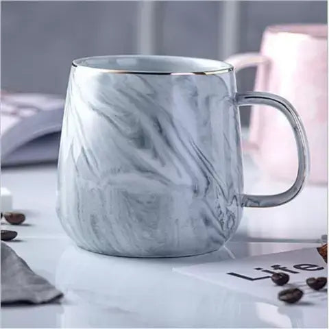 Caneca de Cerâmica Marmorizada Cinza