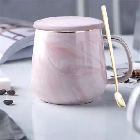 Caneca de Cerâmica Marmorizada Rosa