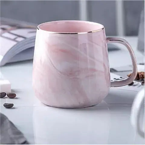 Caneca de Cerâmica Marmorizada Rosa