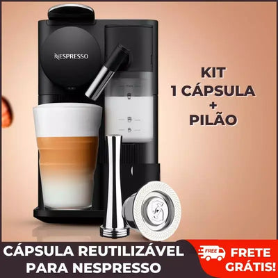 Cápsula Reutilizável de Inox para Nespresso Kit 1 Unidade com Pilão