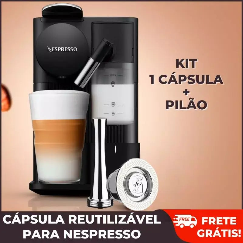 Cápsulas Reutilizáveis de Inox para Cafeteiras Nespresso - 1 Cápsula + Pilão