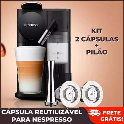 Cápsulas Reutilizáveis de Inox para Cafeteiras Nespresso - 2 Cápsulas + Pilão